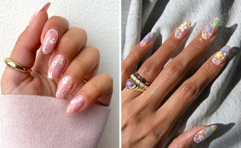 5. Easter Floral Coffin Nails - wide 3