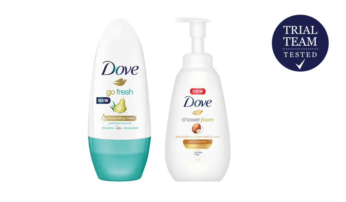 Dove Pear and Aloe Vera Anti-Perspirant Roll-On and Dove Shower Foam with Shea Butter & Warm Vanilla Scent