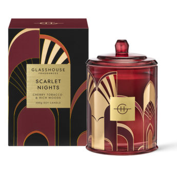 Glasshouse Fragrances Scarlett Nights Cherry Tobacco & Rich Woods Soy Candle