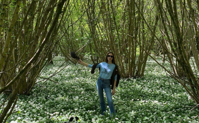 Alexa Chung in a woody forest