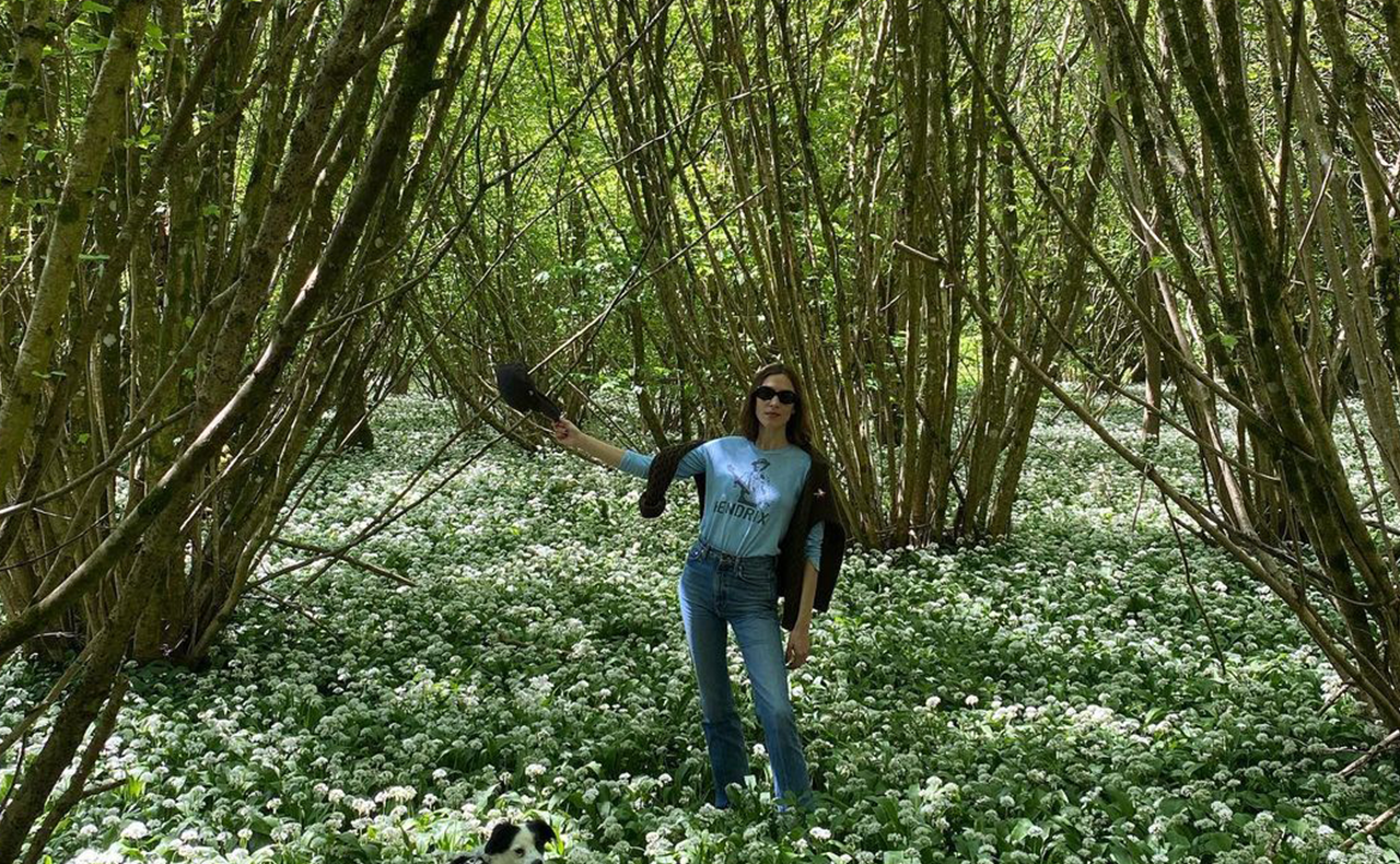 Alexa Chung in a woody forest