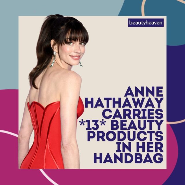 Wait, we thought WE were beauty product hoarders?! Wanna know what products made the cut? Find out every one of #AnneHathaway’s handbag beauty essentials at the link in bio... 👜